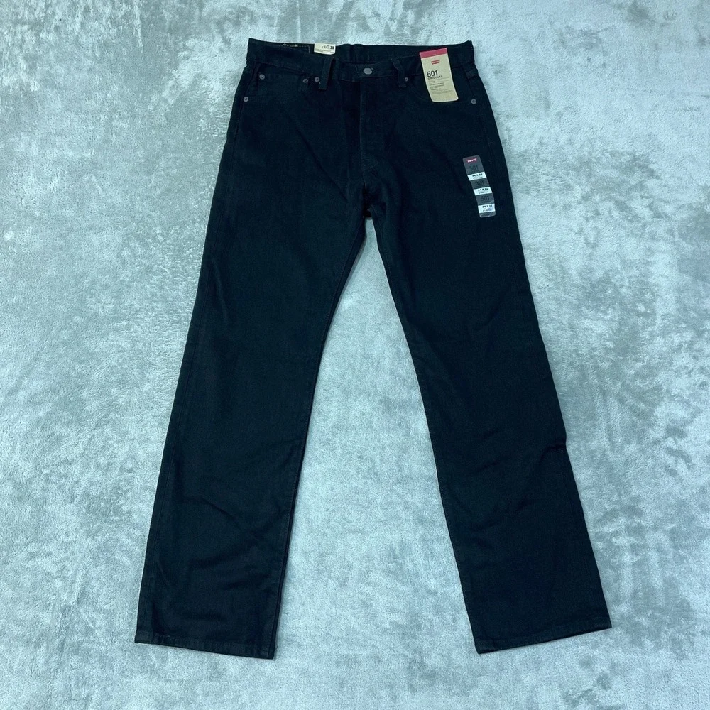NWT Levi's 501 Original Stretch Jeans Men's 34x32 Black Cotton Denim Button Fly